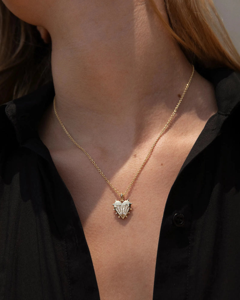 Awe Inspired Pendants Diamond Spiked Heart Amulet