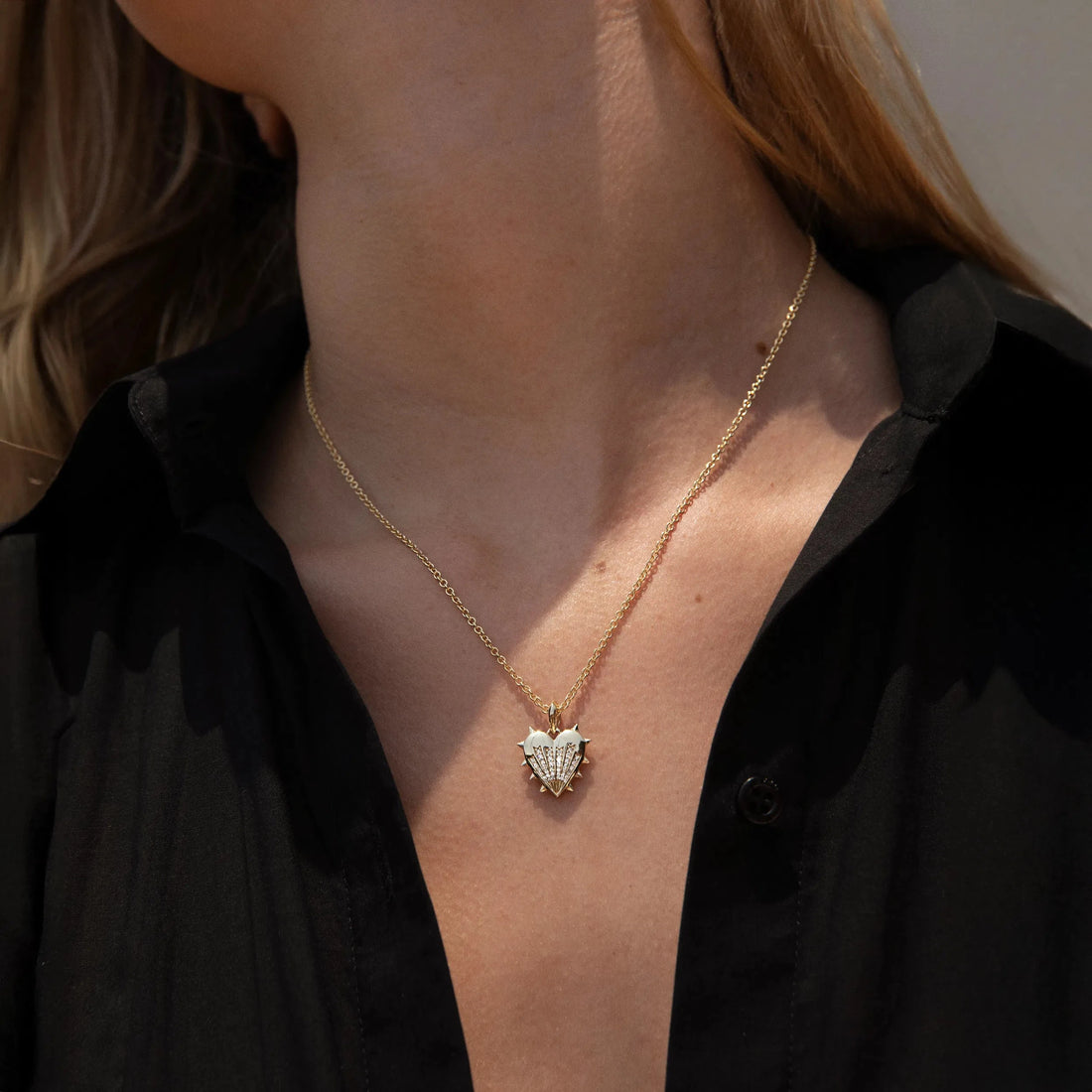 Awe Inspired Pendants Diamond Spiked Heart Amulet