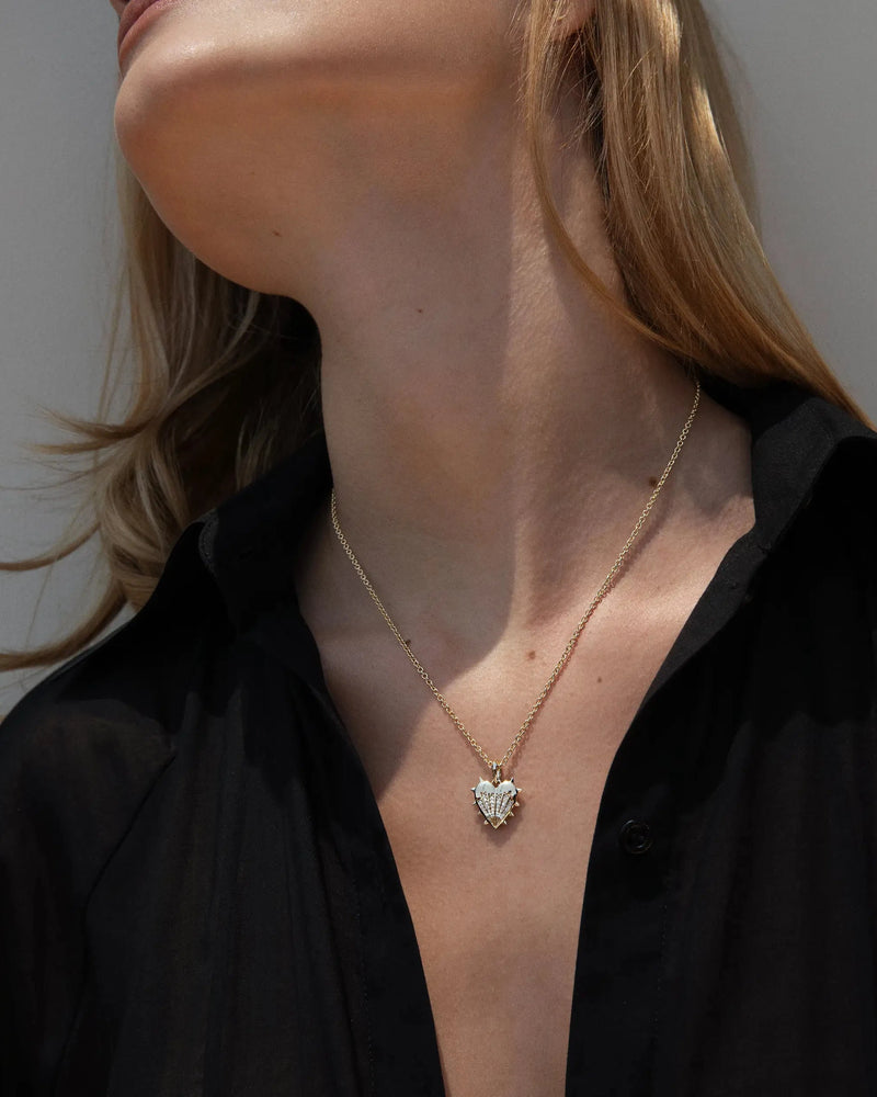 Awe Inspired Pendants Diamond Spiked Heart Amulet