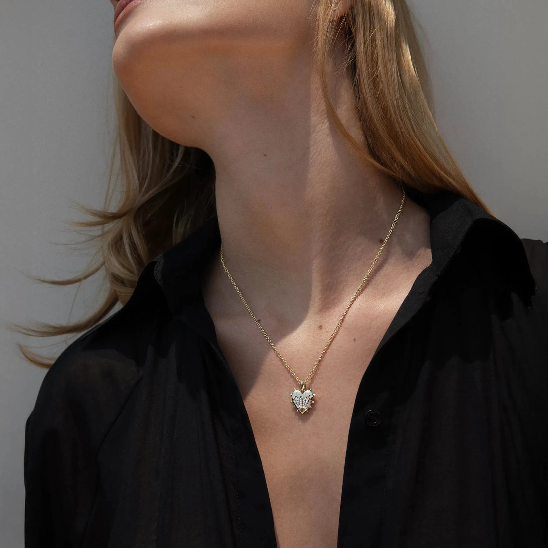 Awe Inspired Pendants Diamond Spiked Heart Amulet