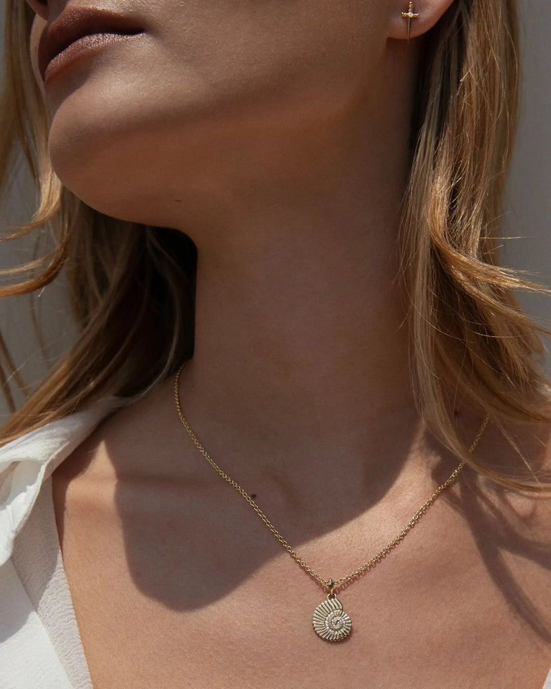 Awe Inspired Pendants Diamond Spiral Shell Amulet