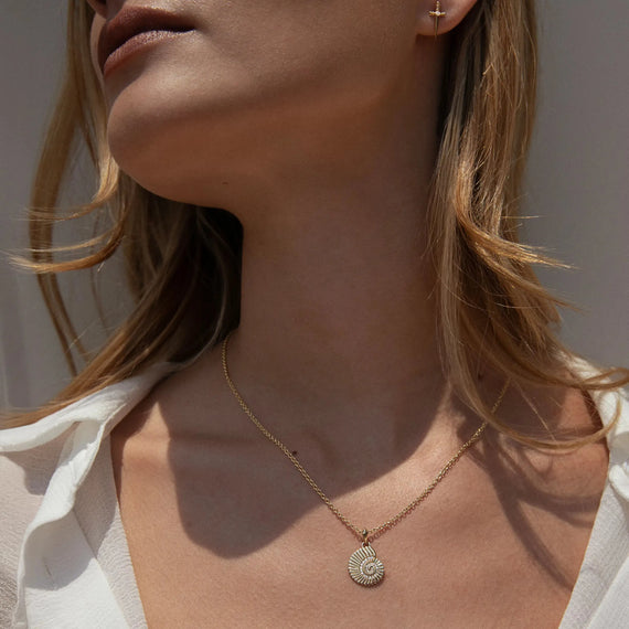 Awe Inspired Pendants Diamond Spiral Shell Amulet