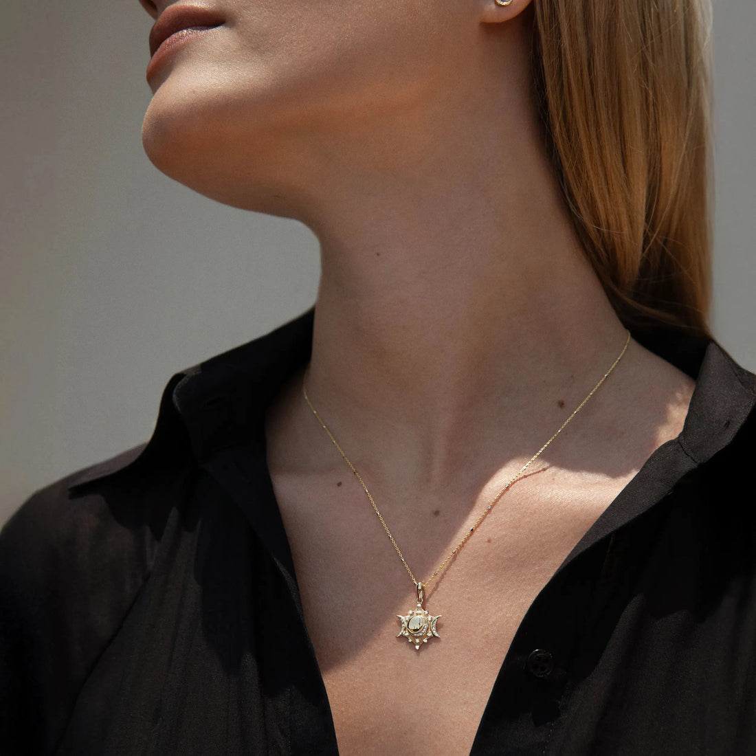 Awe Inspired Pendants Diamond Triple Moon Amulet