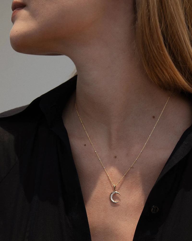 Awe Inspired Pendants Diamond Twisted Moon Amulet