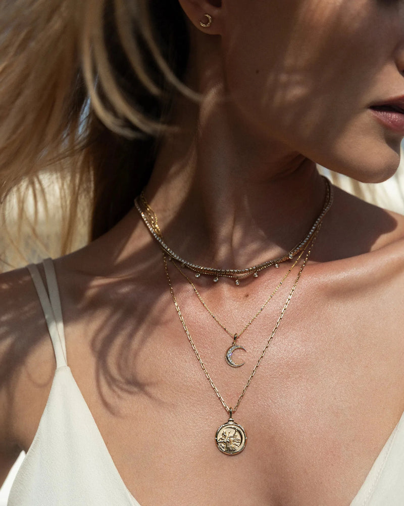 Awe Inspired Pendants Diamond Twisted Moon Amulet