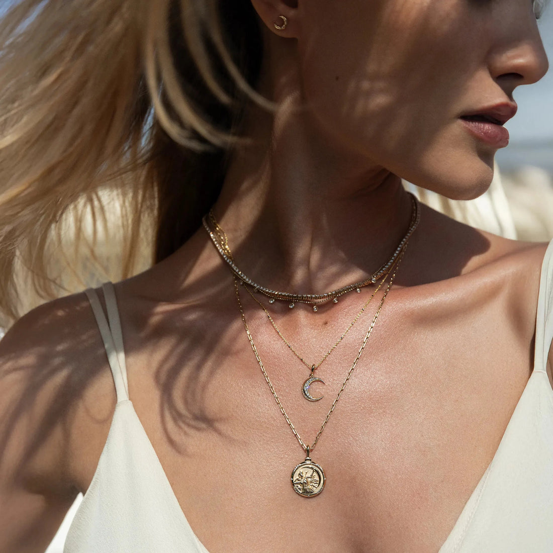 Awe Inspired Pendants Diamond Twisted Moon Amulet