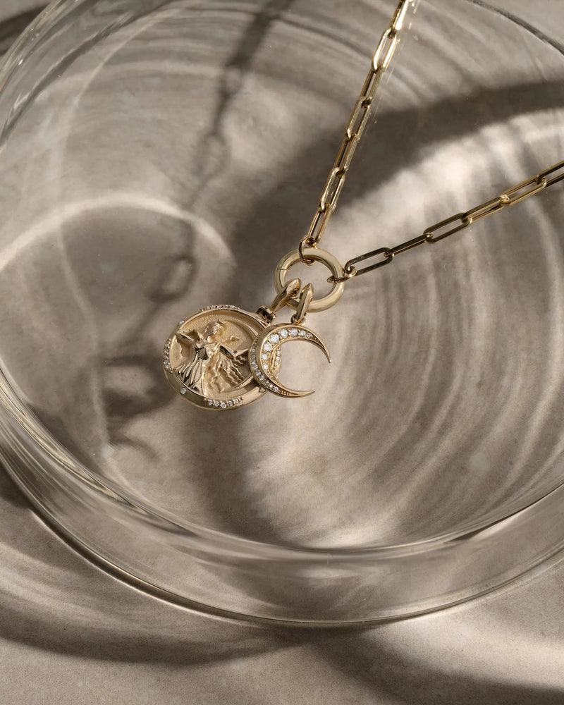 Awe Inspired Pendants Diamond Twisted Moon Amulet