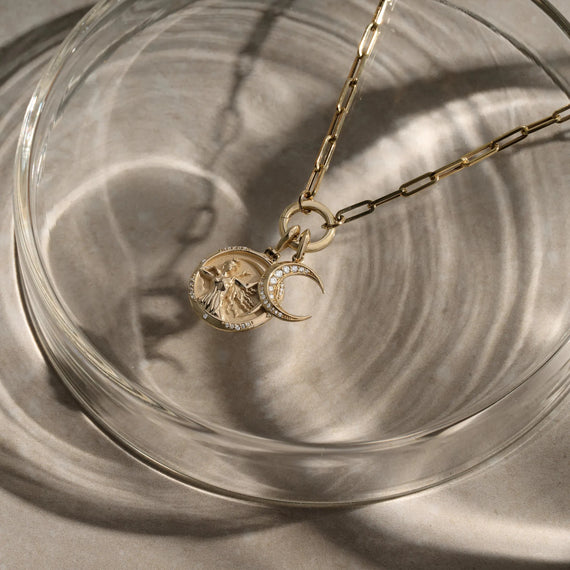 Awe Inspired Pendants Diamond Twisted Moon Amulet