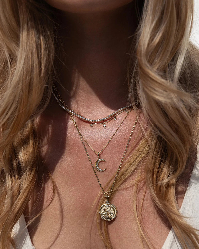 Awe Inspired Pendants Diamond Twisted Moon Amulet