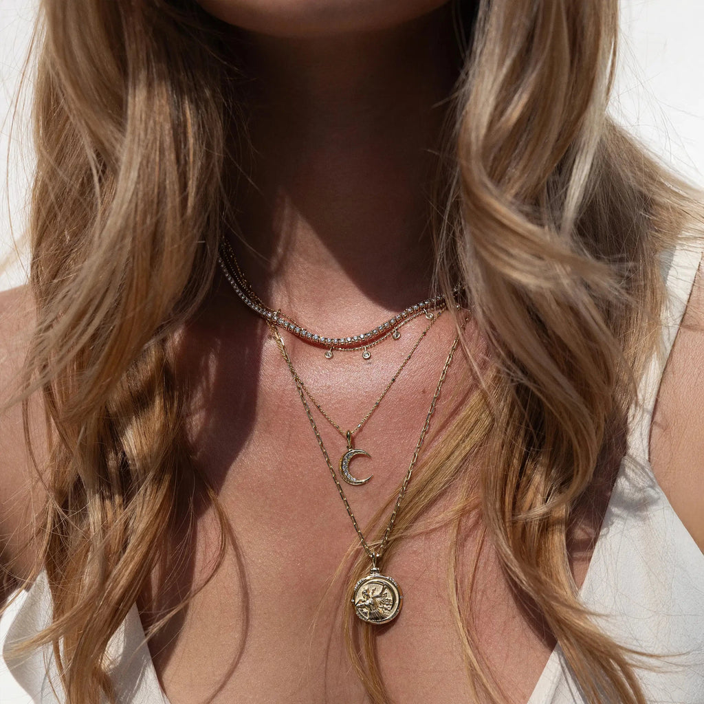 Awe Inspired Pendants Diamond Twisted Moon Amulet