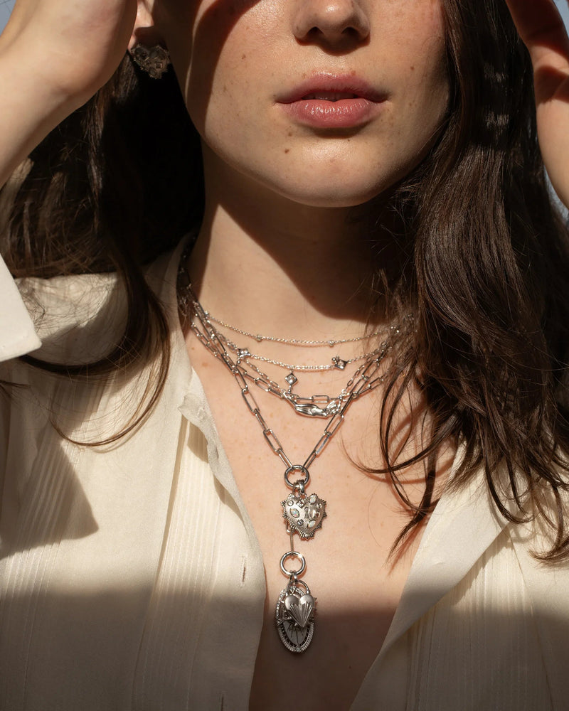 Awe Inspired Pendants Gemstone Locked Heart Pendant