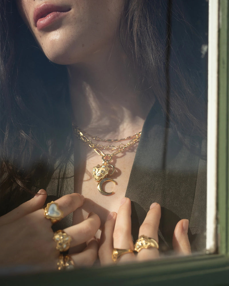 Awe Inspired Pendants Gemstone Locked Heart Pendant