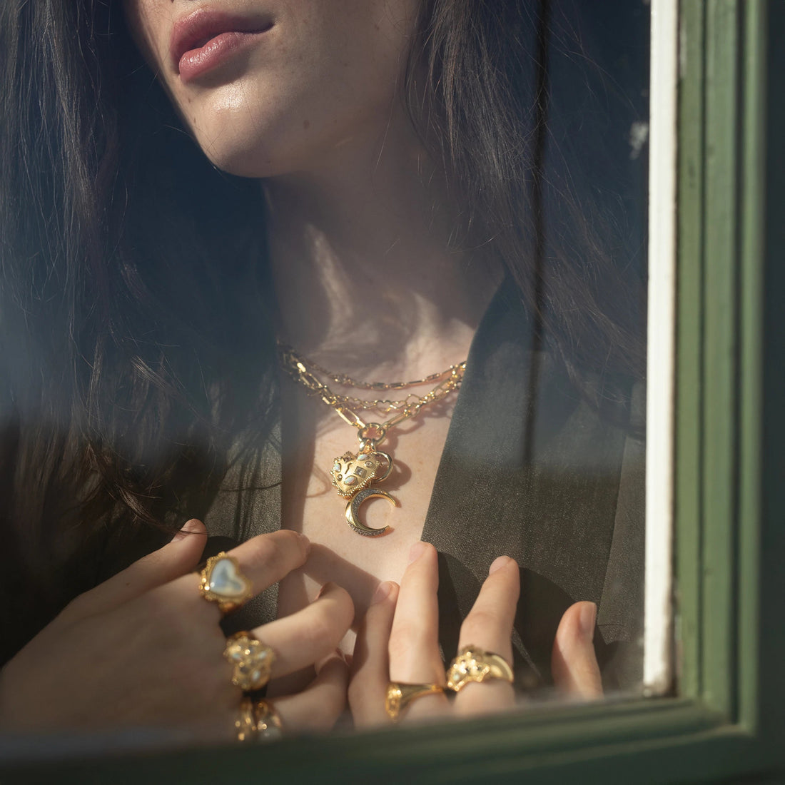 Awe Inspired Pendants Gemstone Locked Heart Pendant