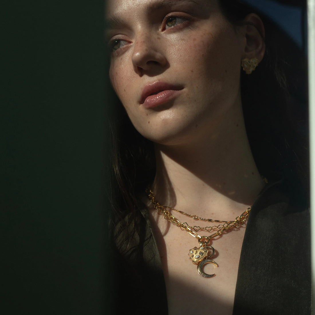 Awe Inspired Pendants Gemstone Locked Heart Pendant