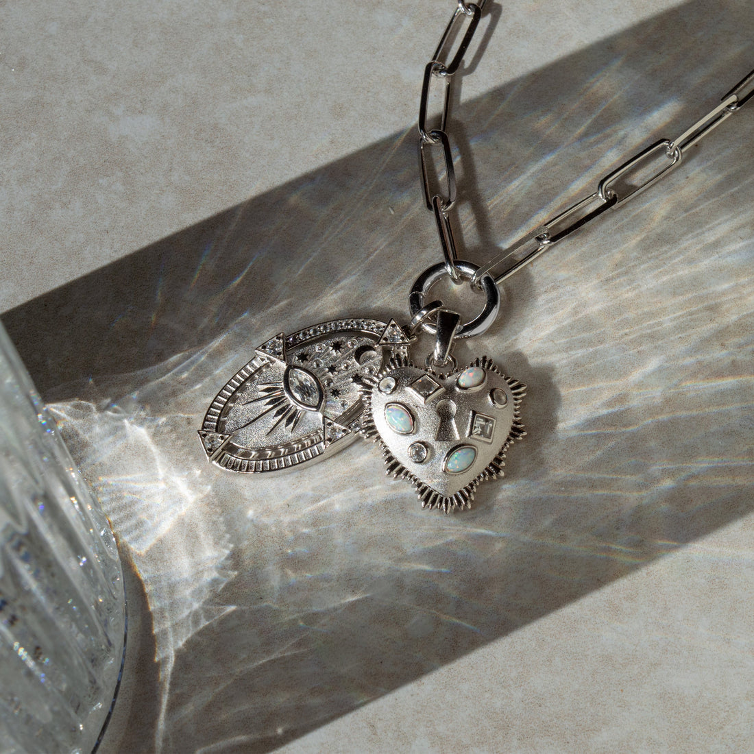 Awe Inspired Pendants Gemstone Locked Radiant Heart Pendant