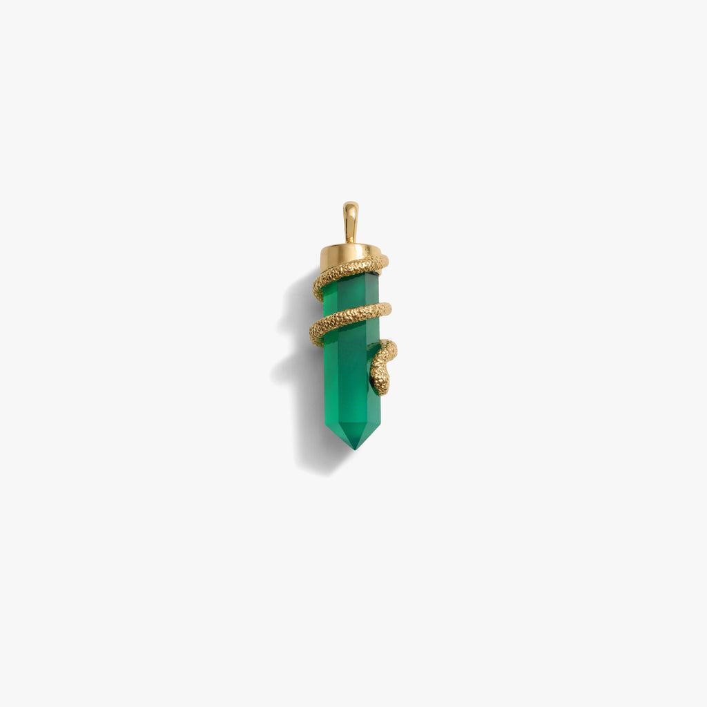 Awe Inspired Pendants Green Onyx Crystal Snake Amulet