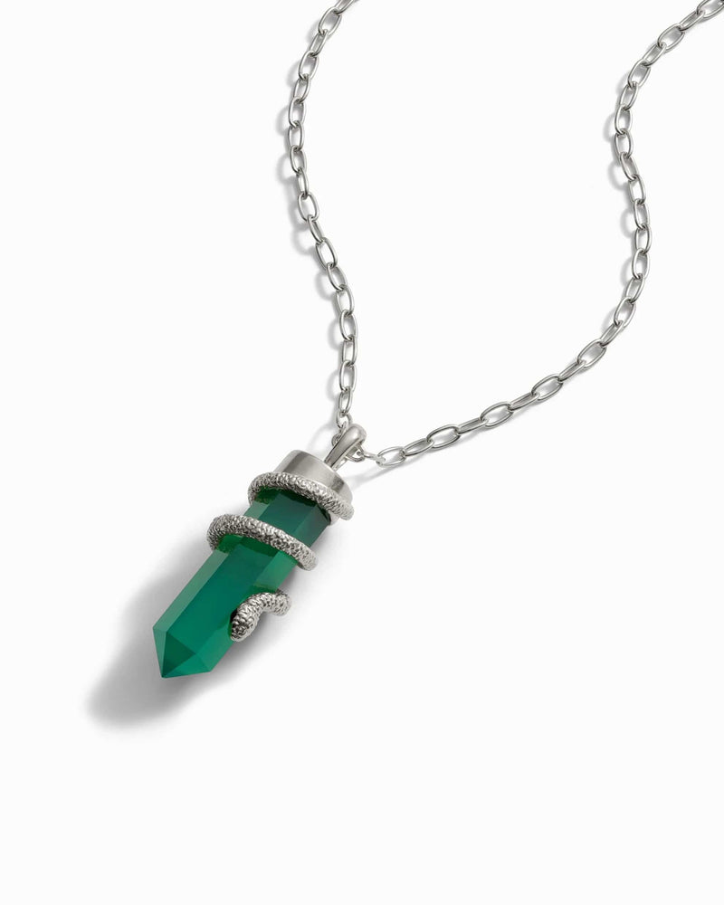 Awe Inspired Pendants Green Onyx Crystal Snake Amulet