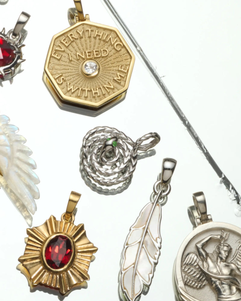 Awe Inspired Pendants Mini Emerald Spiral Snake Coin