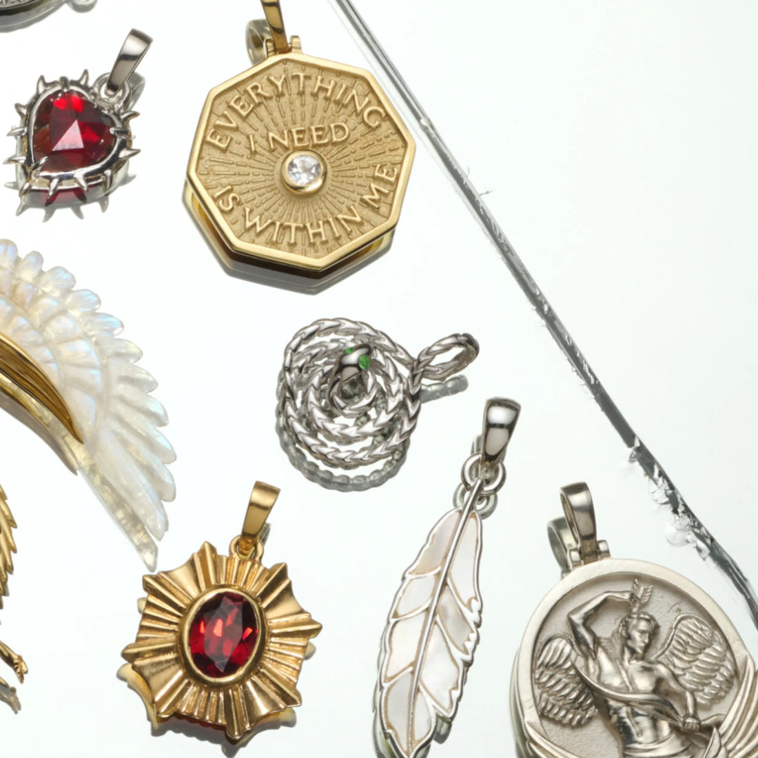 Awe Inspired Pendants Mini Emerald Spiral Snake Coin