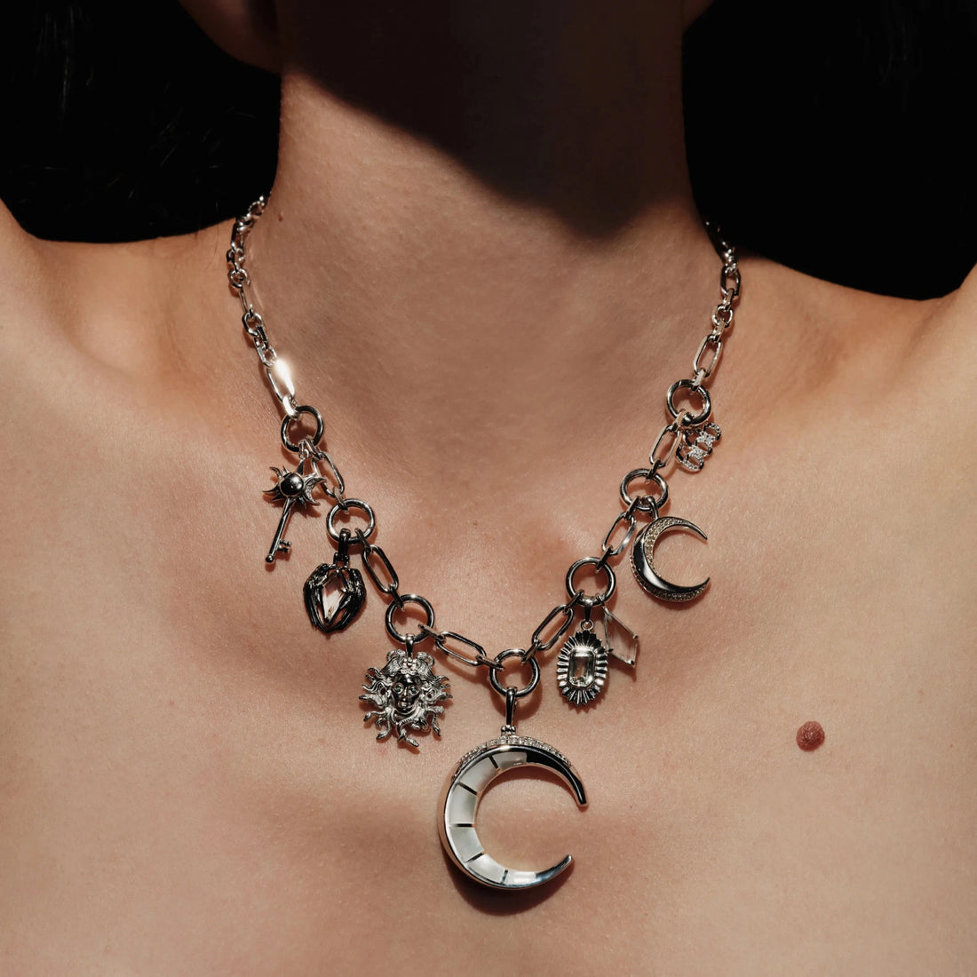 Awe Inspired Pendants Mini Triple Moon Key Amulet