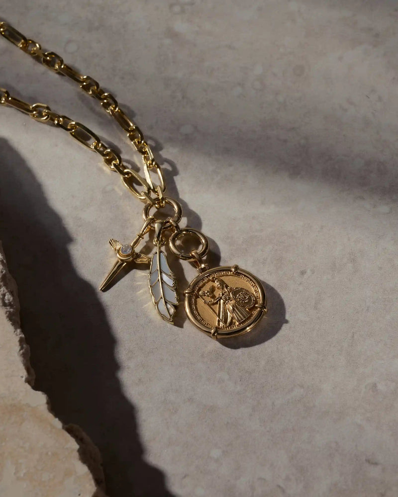 Awe Inspired Pendants Mother of Pearl Feather Amulet