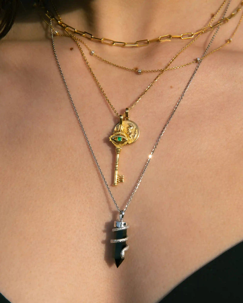 Awe Inspired Pendants Onyx Crystal Snake Amulet