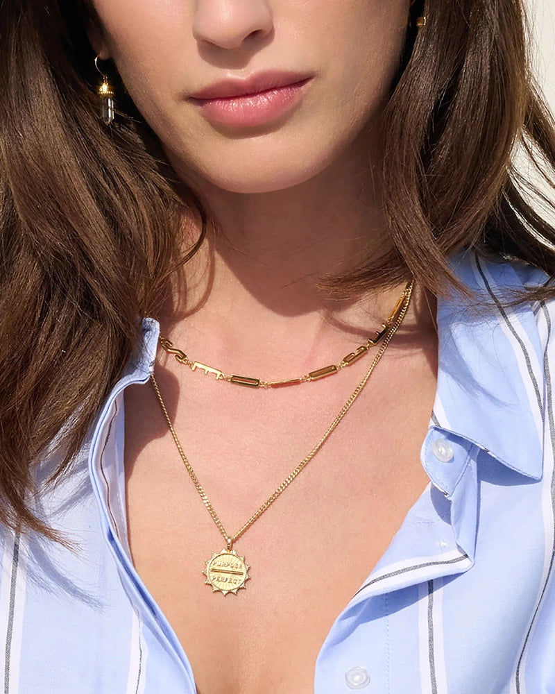 Awe Inspired Pendants Purpose Over Perfect Affirmation Coin Pendant