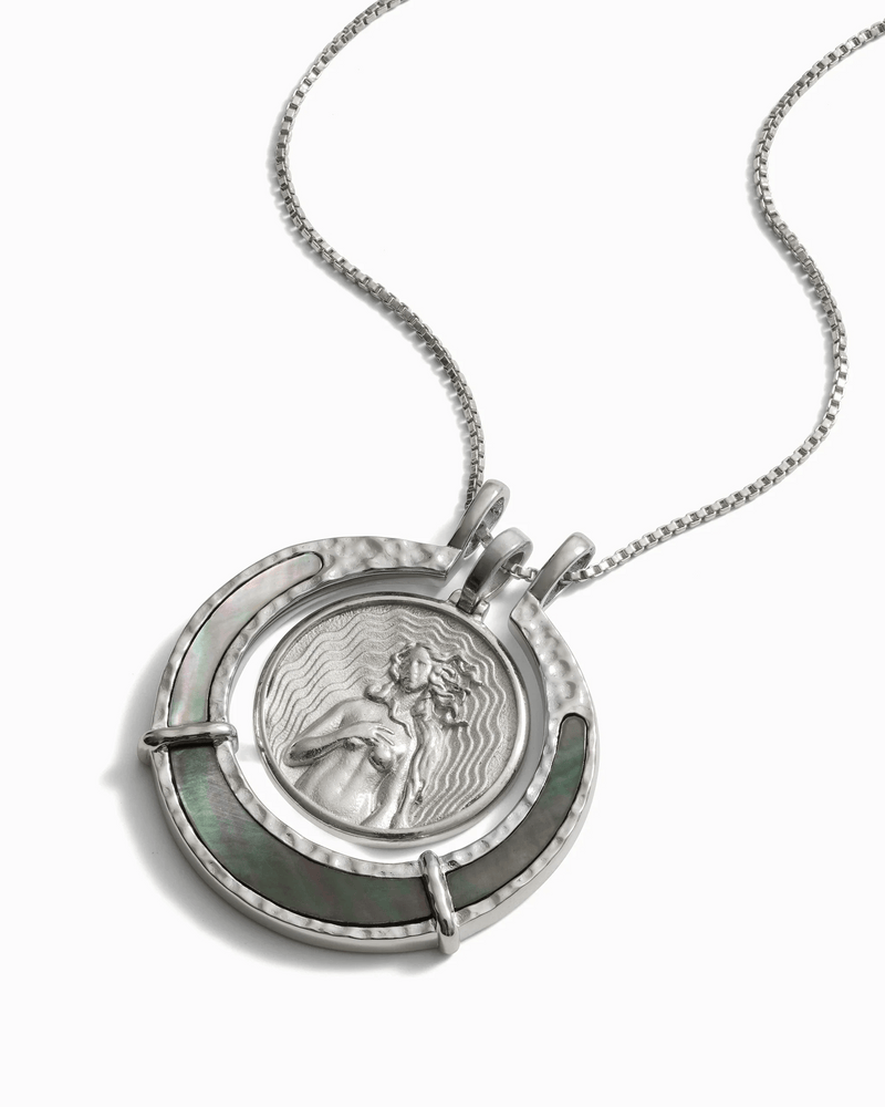 Awe Inspired Pendants Sterling Silver Black Mother of Pearl Goddess Halo