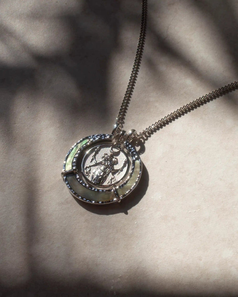 Awe Inspired Pendants Sterling Silver Black Mother of Pearl Goddess Halo