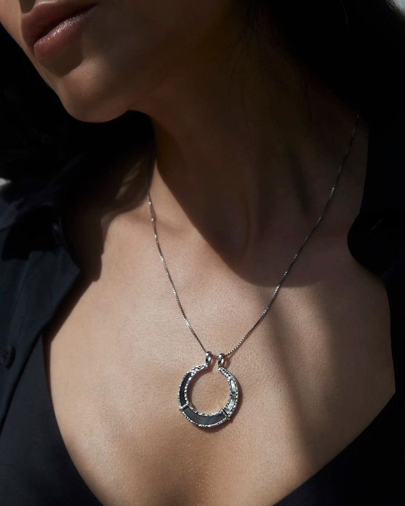 Awe Inspired Pendants Sterling Silver Black Mother of Pearl Goddess Halo