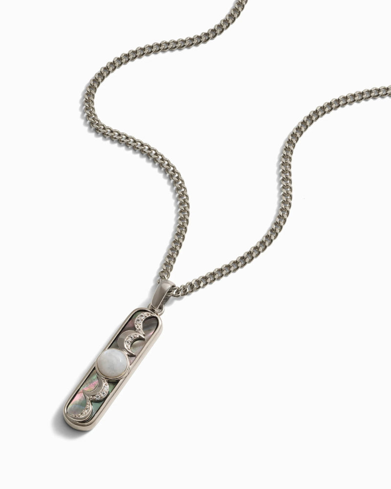 Awe Inspired Pendants Sterling Silver Black Mother of Pearl Moon Phase Amulet