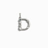 The Awe Inspired Gemstone Initial Pendant is a silver charm shaped like the letter D, adorned with bezel-set gemstones and featuring a small loop at the top for a chain. This piece of personalized jewelry makes an elegant addition to any collection of initial charms.