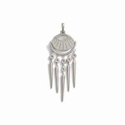 Awe Inspired Pendants Sterling Silver / Large Grey Moonstone Wind Chime Amulet