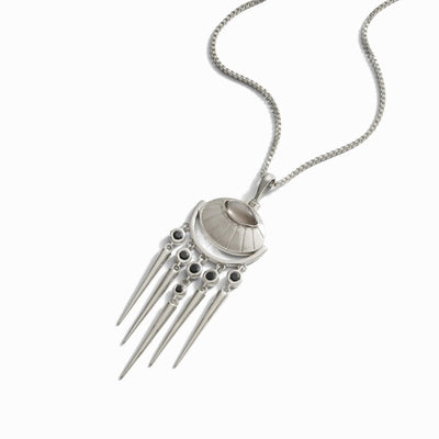 Awe Inspired Pendants Sterling Silver / Large Grey Moonstone Wind Chime Amulet