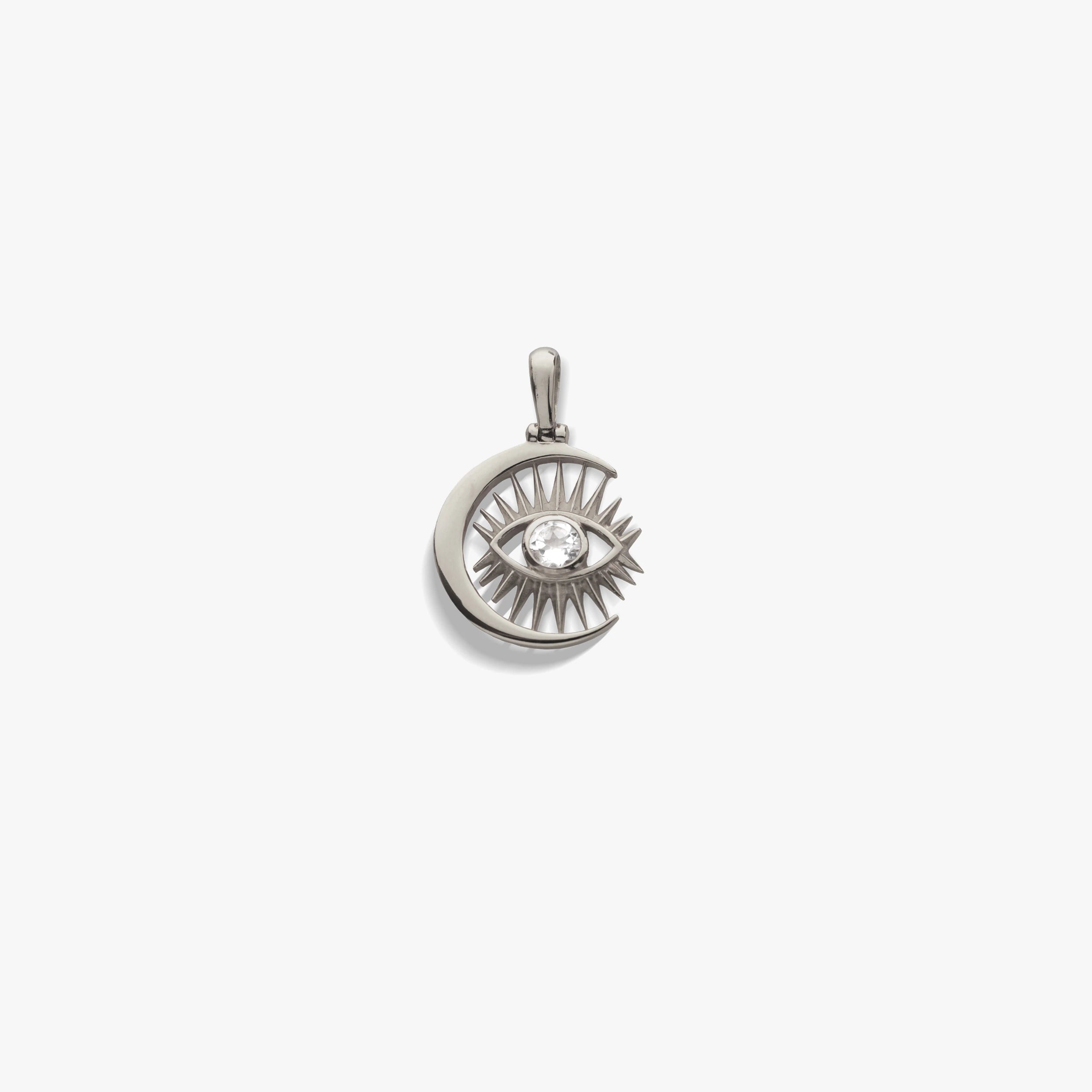 Awe Inspired Pendants Sterling Silver / Large Watchful Moon Eye Amulet