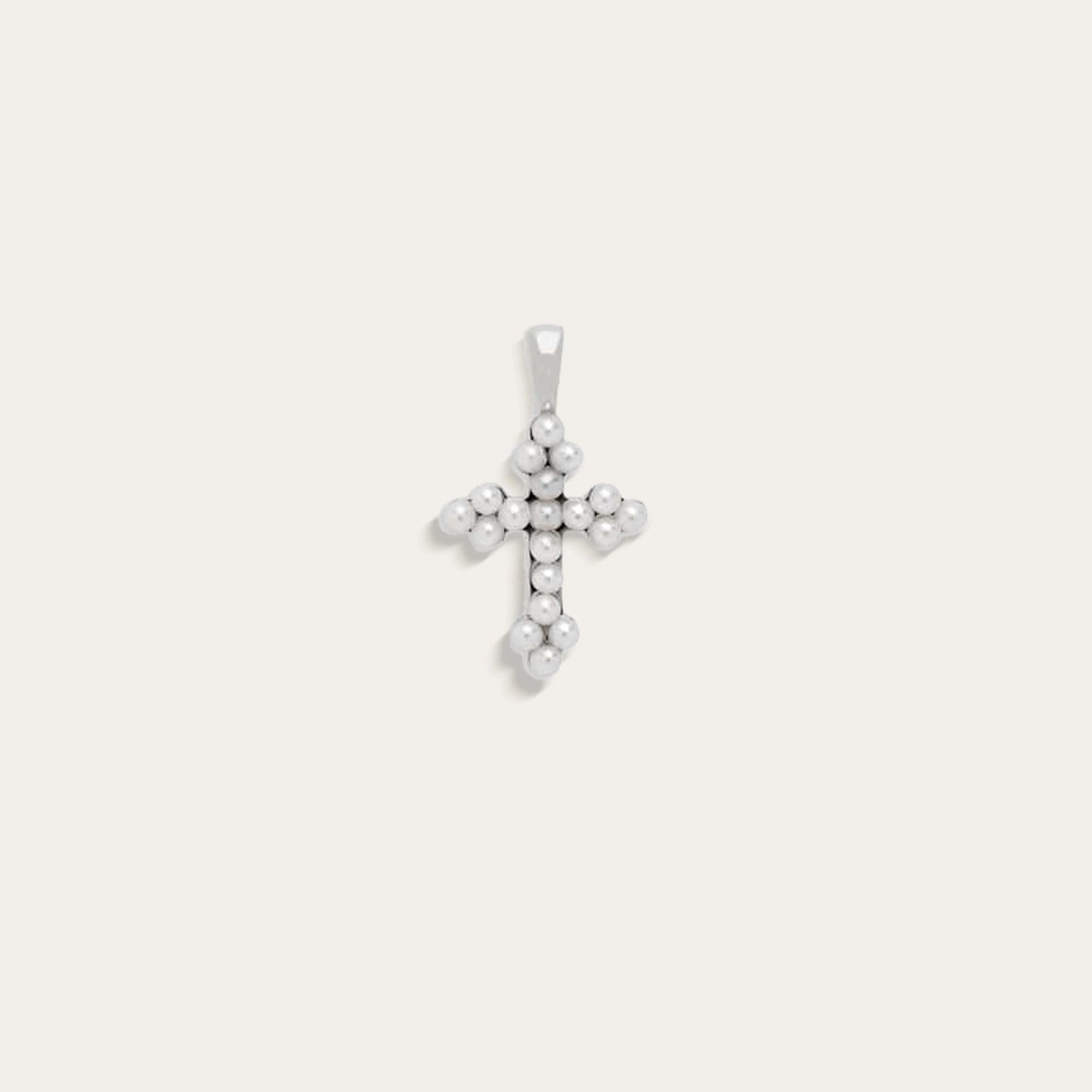 Awe Inspired Pendants Sterling Silver / Mini Pearl Cross Amulet