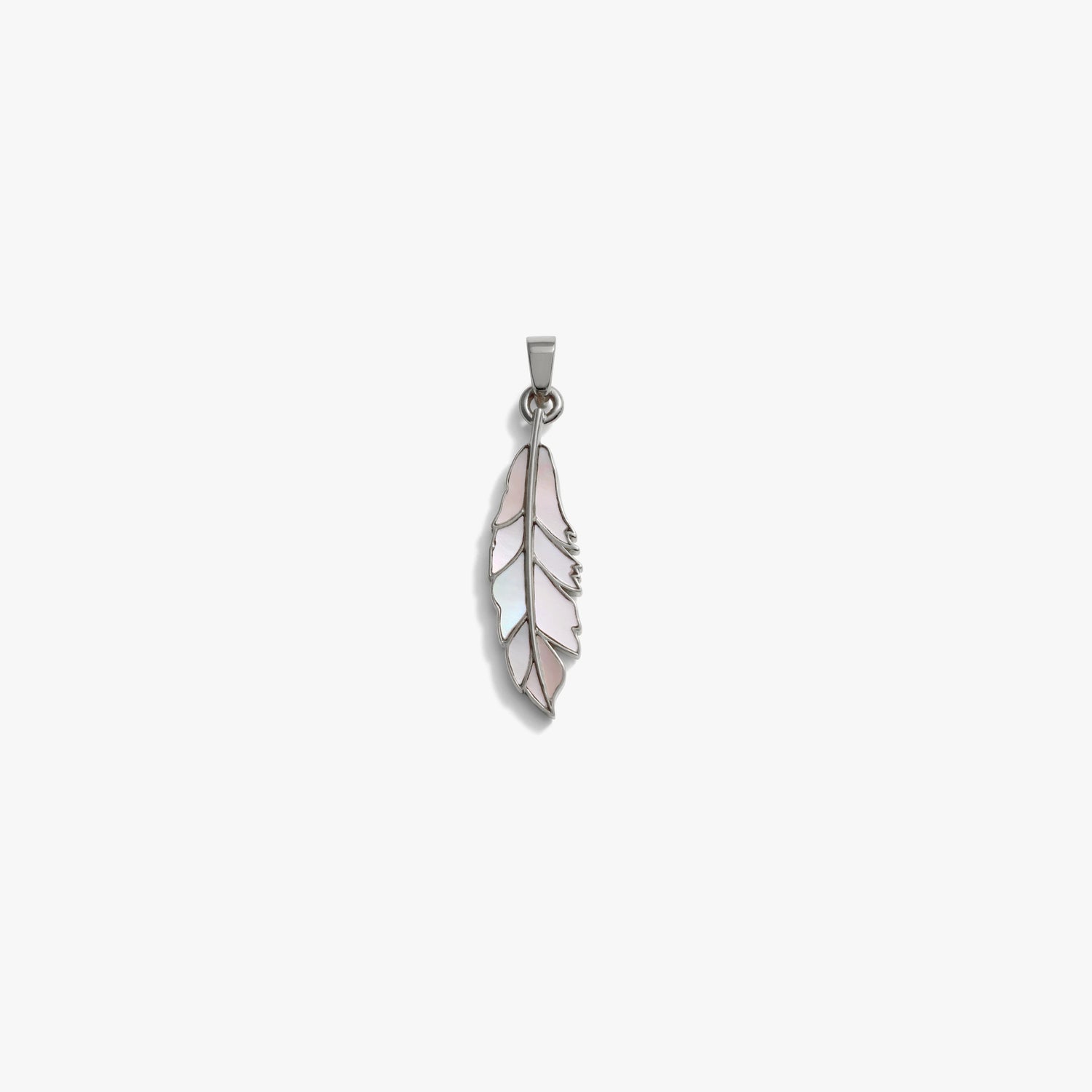 Awe Inspired Pendants Sterling Silver Mother of Pearl Feather Amulet