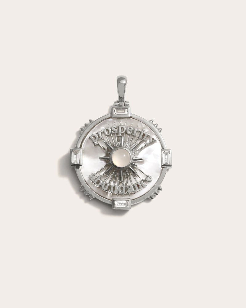 Awe Inspired Pendants Sterling Silver Prosperity Affirmation Coin Pendant