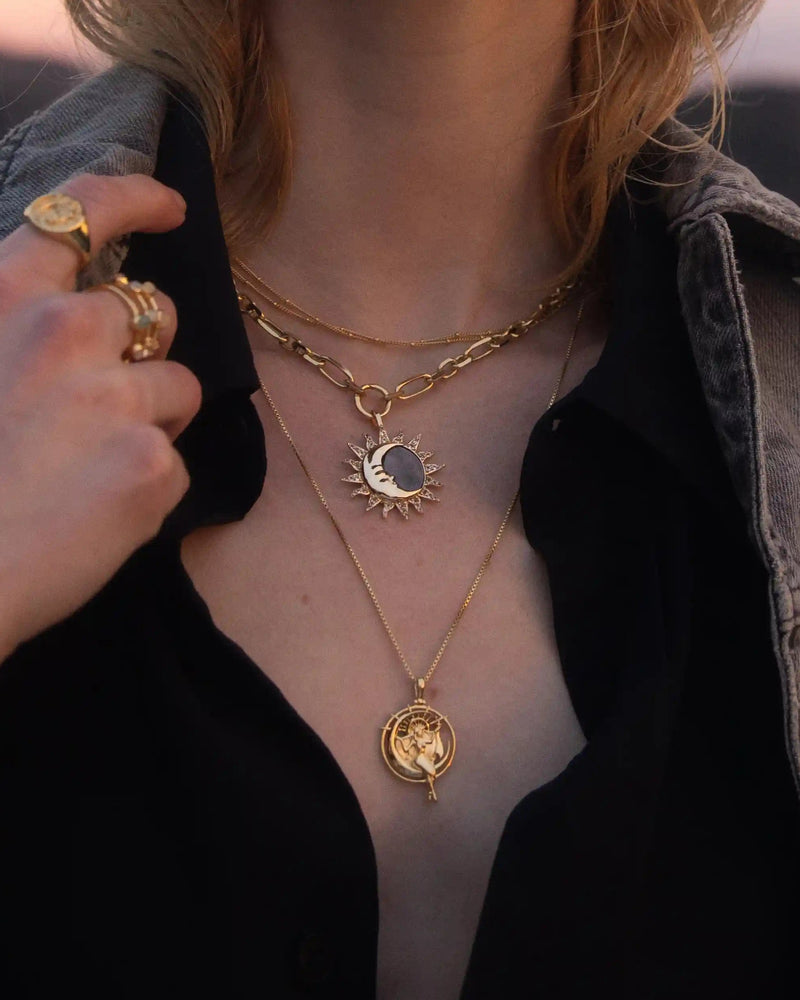 Awe Inspired Pendants Sun & Moon Black Mother of Pearl Amulet