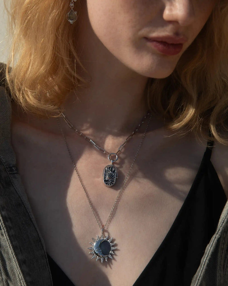 Awe Inspired Pendants Sun & Moon Black Mother of Pearl Amulet