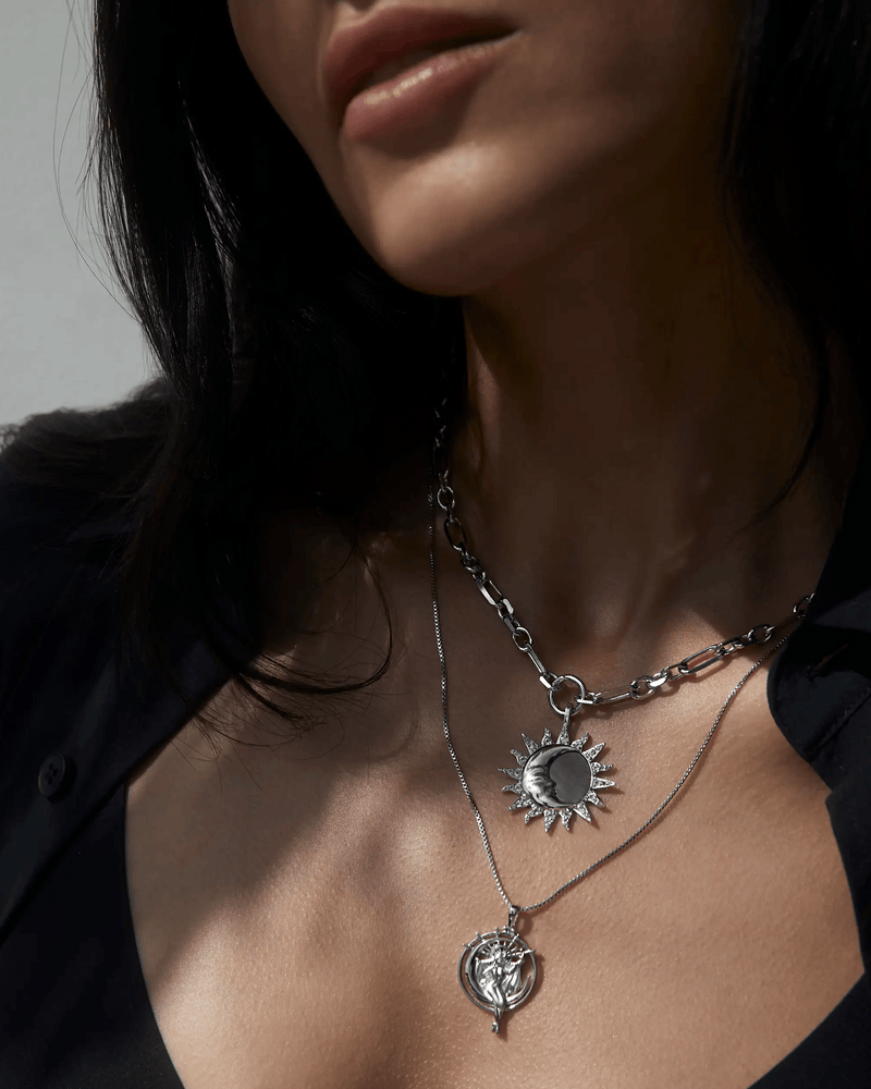 Awe Inspired Pendants Sun & Moon Black Mother of Pearl Amulet