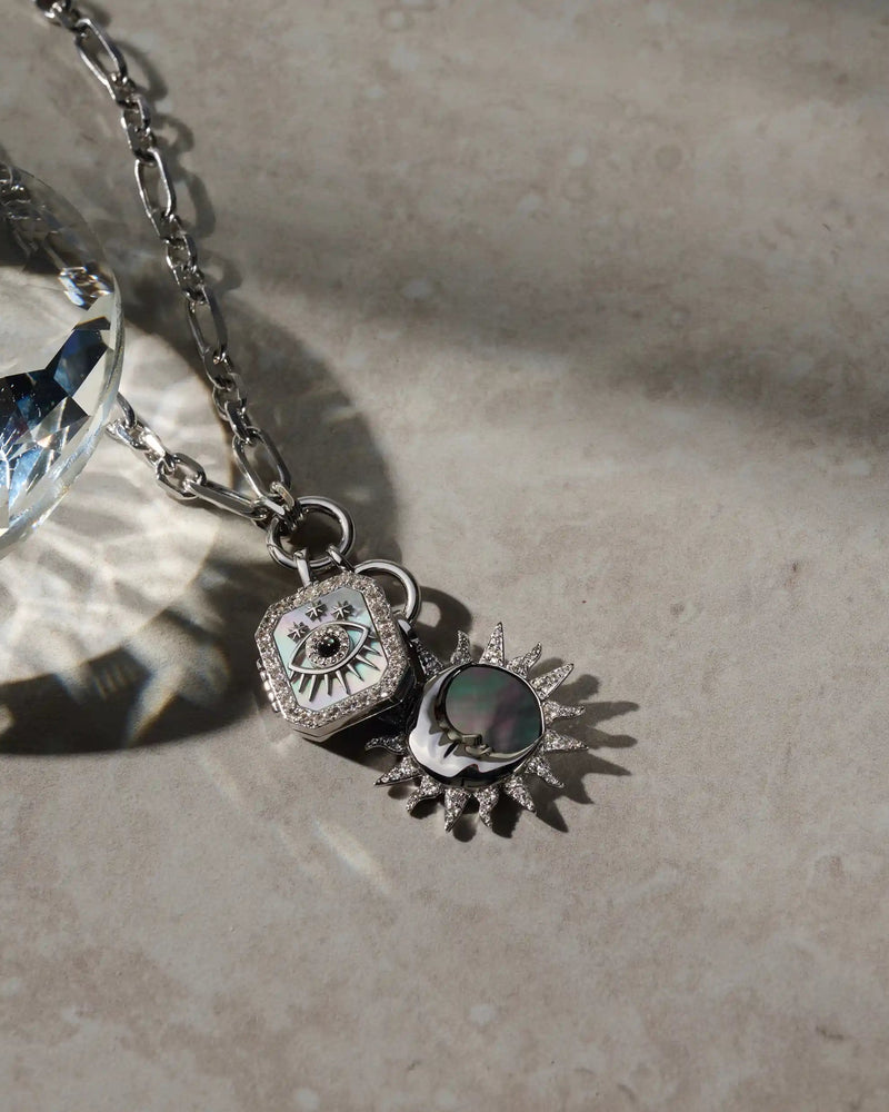 Awe Inspired Pendants Sun & Moon Black Mother of Pearl Amulet