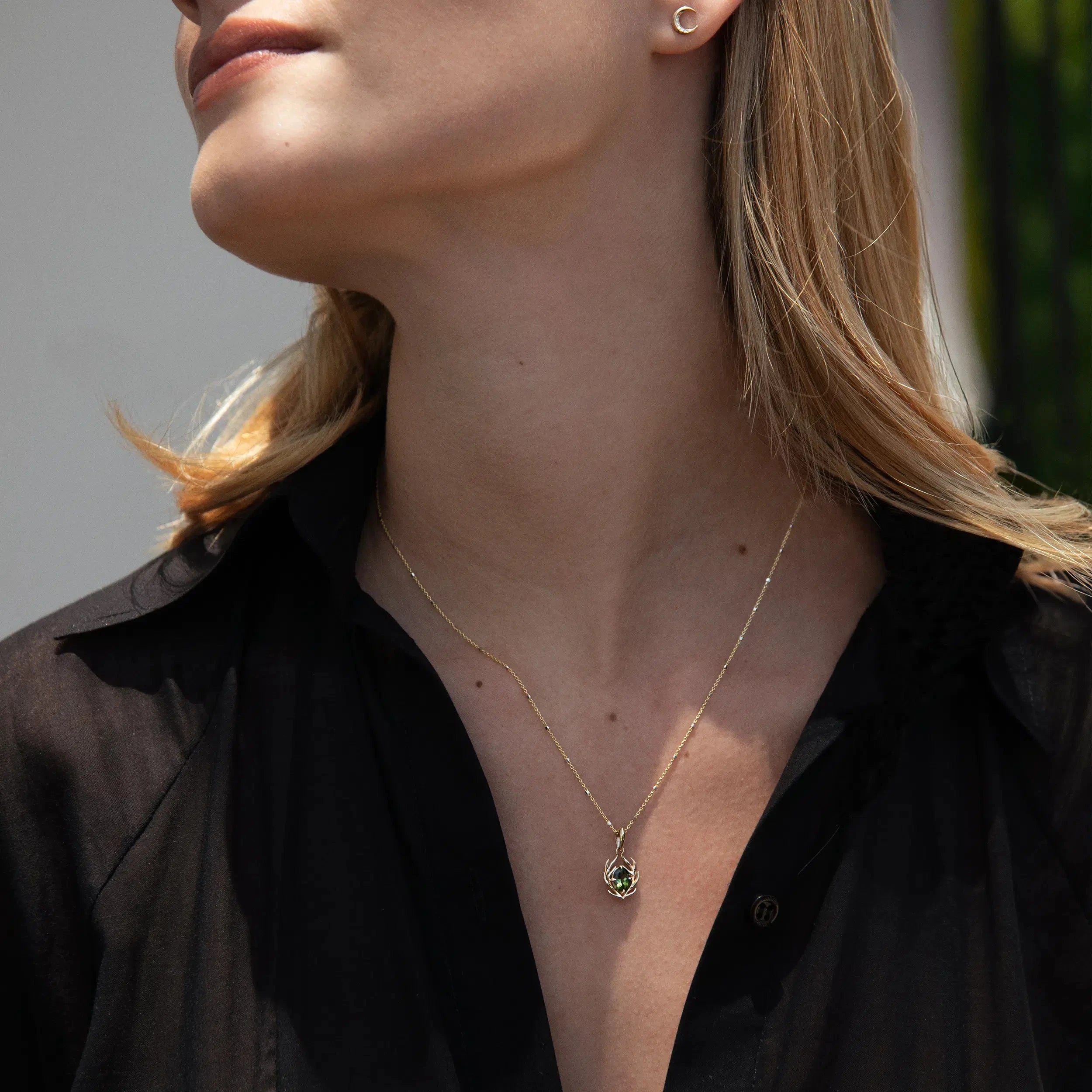 Awe Inspired Pendants Tourmaline Stag Amulet