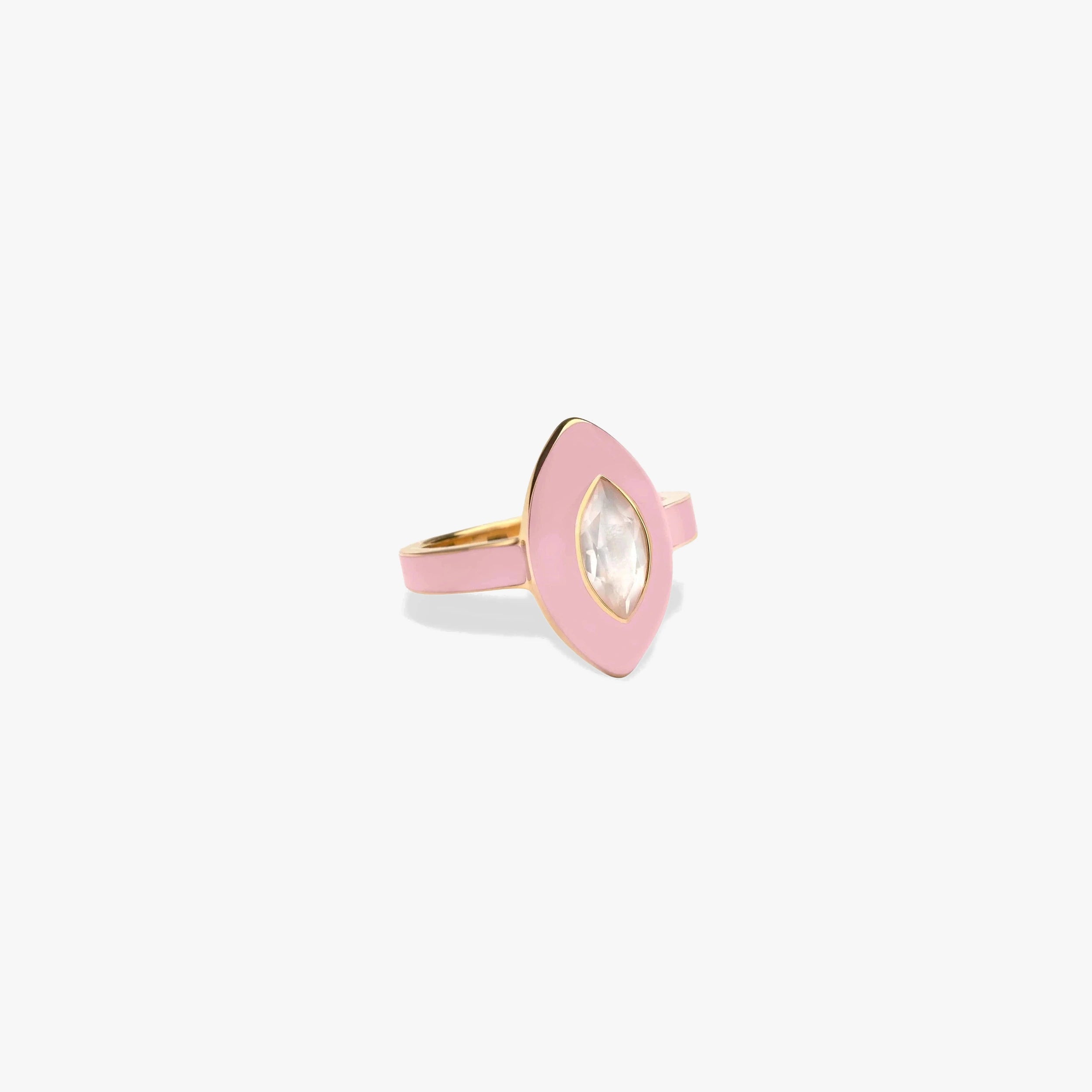 Awe Inspired Rings 14K Gold Vermeil / 6 Blush Quartz Aura Ring