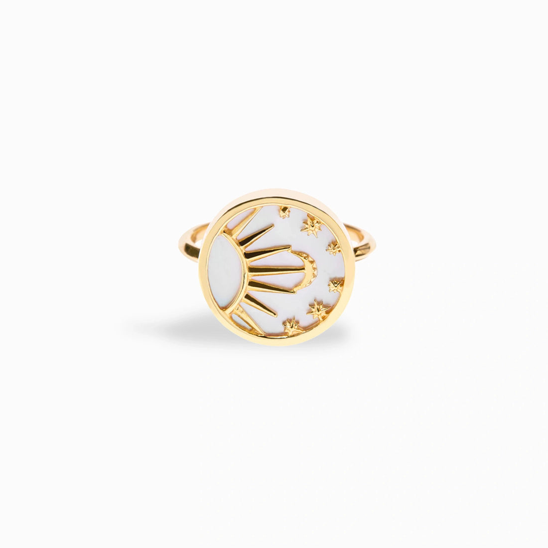 Awe Inspired Rings 14K Yellow Gold Vermeil / 4 Celestial Mother of Pearl Ring