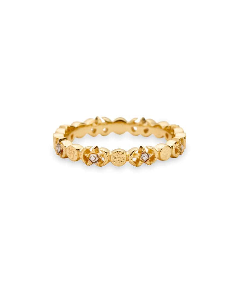 Awe Inspired Rings 14K Yellow Gold Vermeil / 4 Diamond-Cut Triple Moon Band