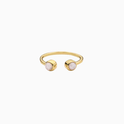 Awe Inspired Rings 14K Yellow Gold Vermeil / 4 Double Moonstone Ring