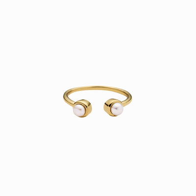 Awe Inspired Rings 14K Yellow Gold Vermeil / 4 Double Pearl Ring