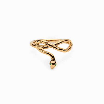 Awe Inspired Rings 14K Yellow Gold Vermeil / 4 Emerald Eye Snake Ring