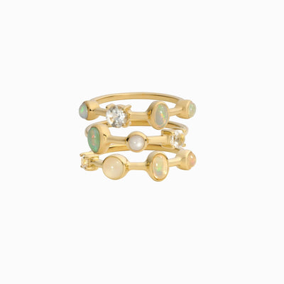 Awe Inspired Rings 14K Yellow Gold Vermeil / 5 Full Moon Magic Ring Stack